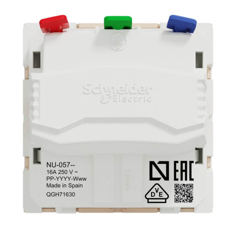 Розетка з заземленням Schneider Electric Unica New NU305744 зі шторками 16А самозажимна бежева