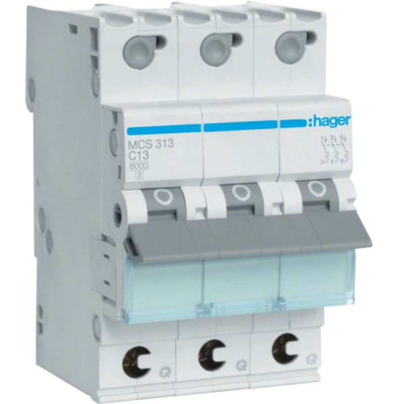Автоматический выключатель Hager MCS313 QC 6кА C 13A 3P