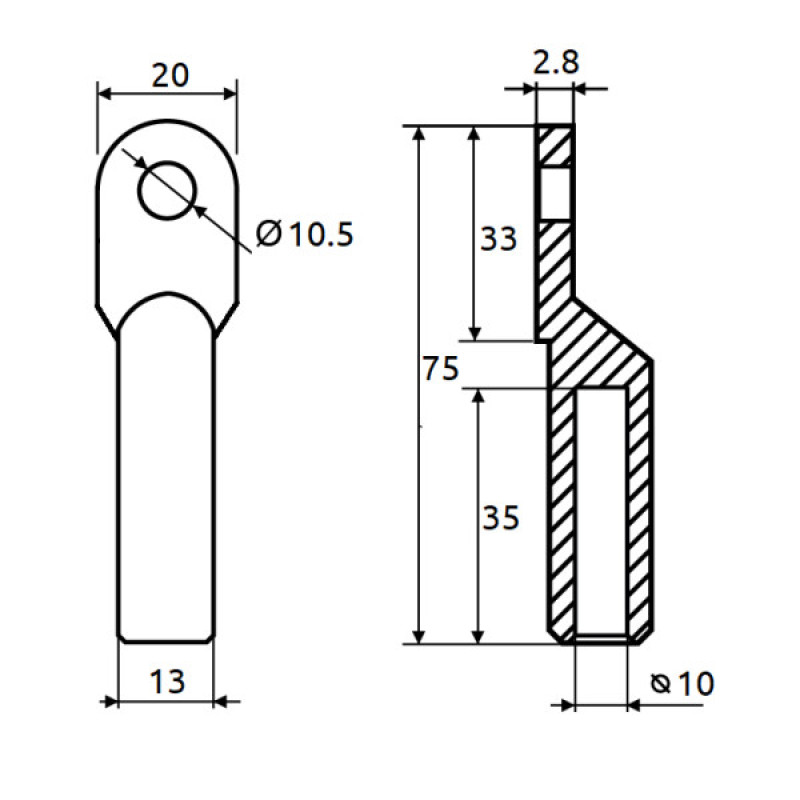 Медный кабельный наконечник Promfactor CL/CR-50-10