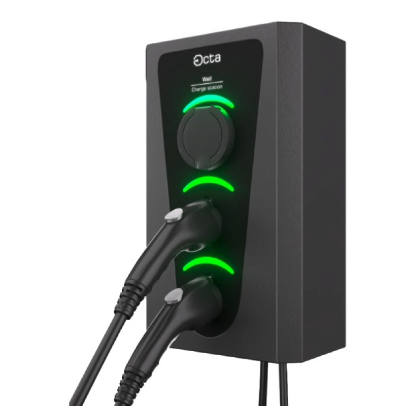 Побутова зарядна станція для електромобілів Octa Energy W336-С22-C1-C2 Wall на 36кВт із 3 портами (Type 2 Type 1 Type 2)