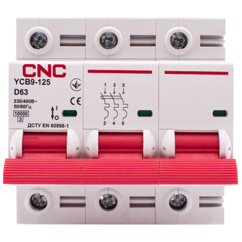 Автоматический выключатель CNC YCB9-125 3Р 63А 10kA D