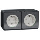 Накладна 2-місна розетка Schneider Electric MUR36029 із з/к та шторками IP55 (чорний)