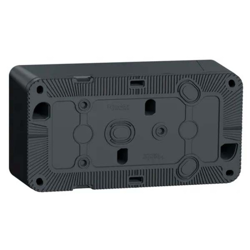 Накладна 2-місна розетка Schneider Electric MUR36029 із з/к та шторками IP55 (чорний)