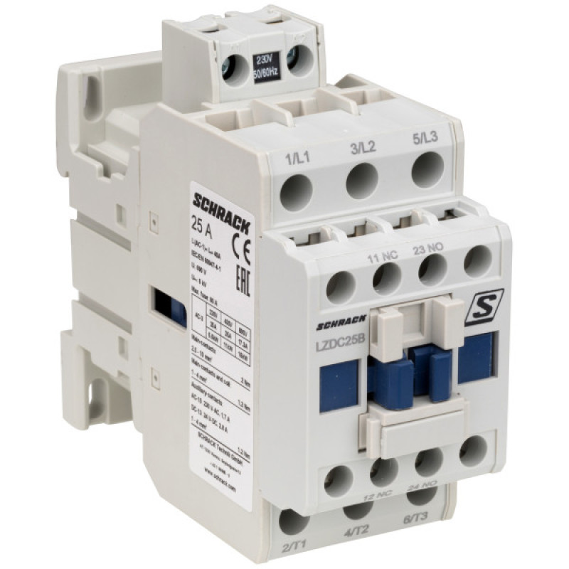 Контактор Schrack LZDC25B3 Cubico Classic 230В AC 1НО+1НЗ 11кВт 25А 3Р