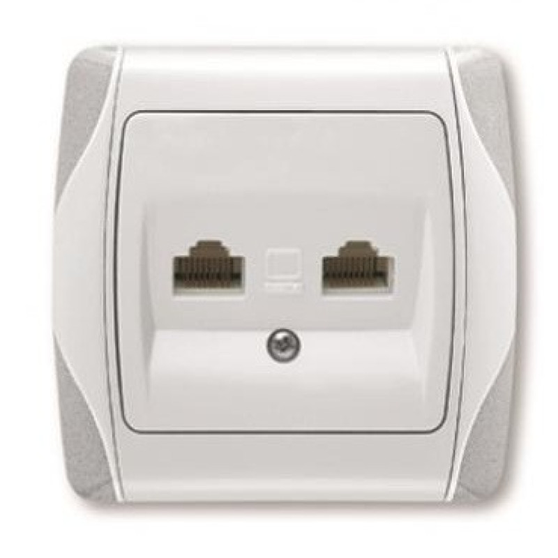 Розетка компьютерная двойная (2хRJ45 Cat5e) белая Carmen