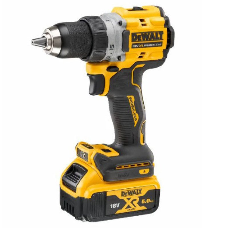Бесщеточная дрель-шуруповерт DeWALT DCD800P2T XR Li-Ion 18В 5Ач 90Нм быстрозажимной патрон 13мм