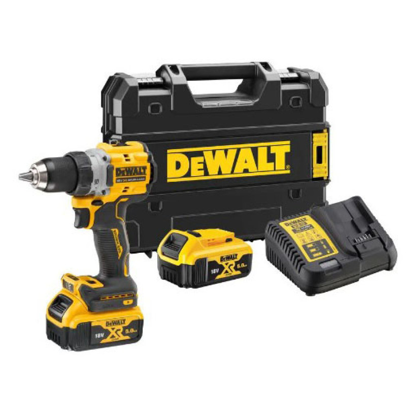 Бесщеточная дрель-шуруповерт DeWALT DCD800P2T XR Li-Ion 18В 5Ач 90Нм быстрозажимной патрон 13мм