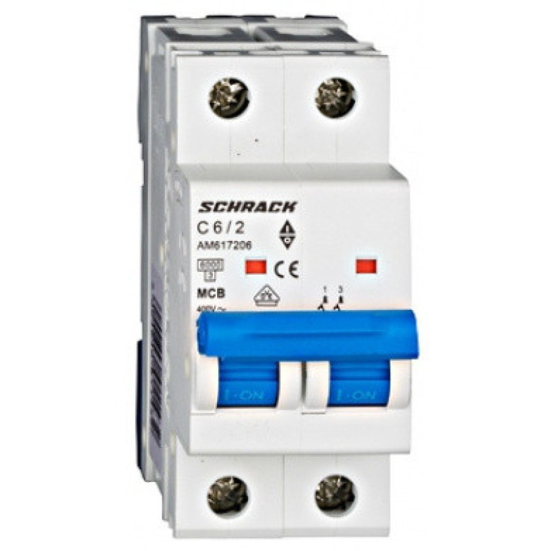 Автомат электропитания 6А 2P 6кА С, Schrack Technik