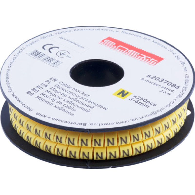 Кабельный маркер E.Next e.marker.stand.3.6.N 3-6 кв.мм N 350шт (s2037086)