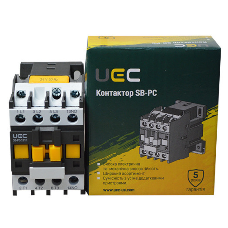 Контактор UEC SB-РC-012 12А 24В/АС3 1NO (PC1-SB-012-24-10)