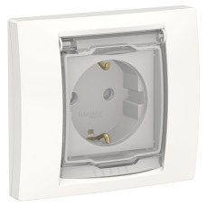 Розетка Schneider Electric NU003718 с прозрачной крышкой IP44 (белая)