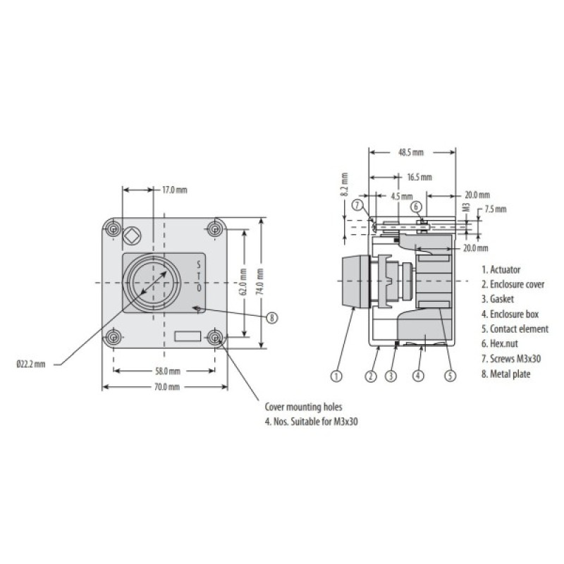 Кнопковий пост Eti ESB1-V2 Standart STOP червона (4771622)