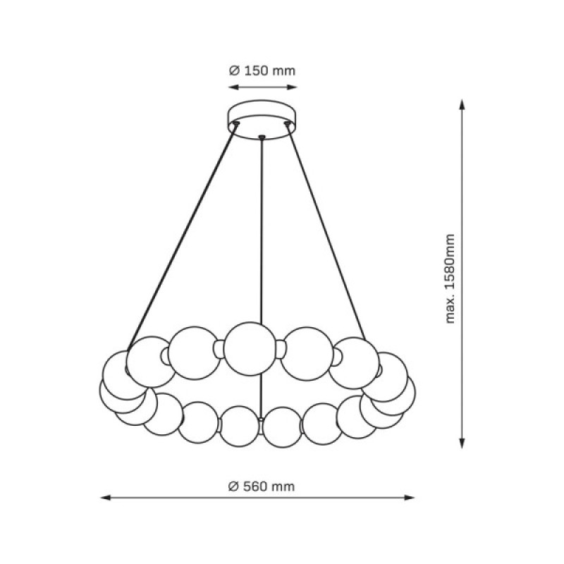 Підвісний світильник, люстра Goldlux 338242 Perla LED 1x40W 4000K 5200Lm IP20 золотий