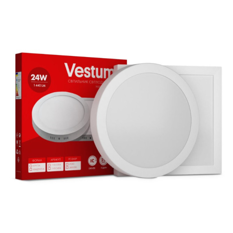 Накладной квадратный светильник Vestum 1-VS-5405 24Вт 4000K