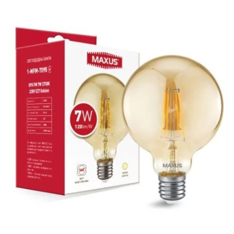 Філаментна світлодіодна лампа Maxus G95 FM 220Вт E27 Golden (1-MFM-7095)