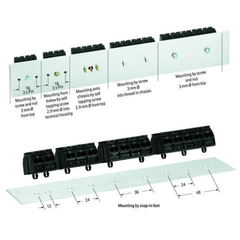 Клемма Wago 862-9515 1+3+5 PE-N-L1-L2-L3