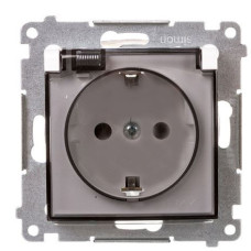 Електрична розетка Kontakt Simon Simon 54 Premium DGSZ1BZ.01/11A IP44 із заземленням шторками та прозорою кришкою (білий)