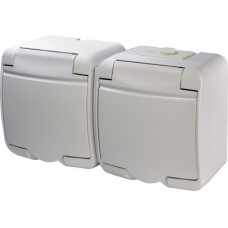 Розетка двухместная Eti Hermetics RHE-2s с з/к IP54 белая (4668019)