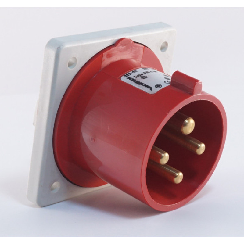 Прямой панельный штекер WALTHER WL635406 (3P+E) 32А 380V IP44