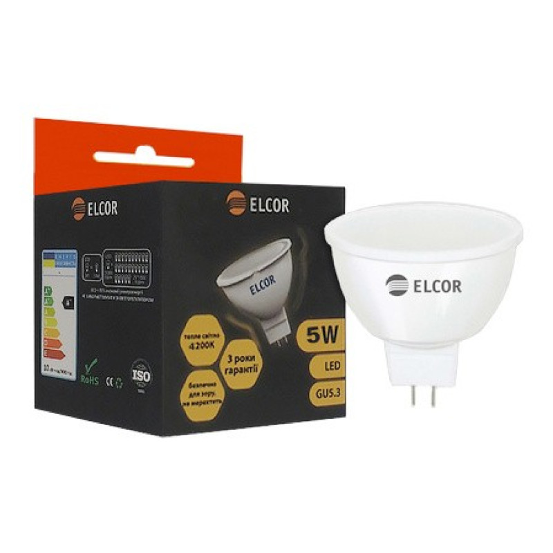 Светодиодная лампа Elcor 534327 GU5.3 MR16 5Вт 4200К