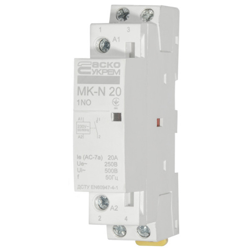 Модульний контактор Аско-Укрем MK-N 1P 20A 1NO (A0040030021)