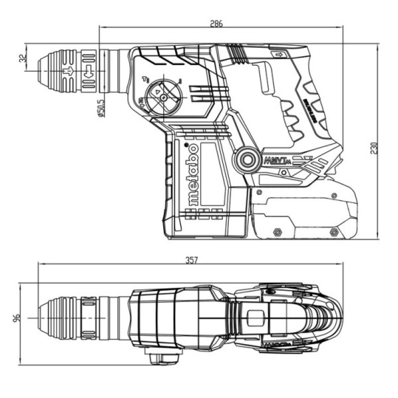 Аккумуляторный перфоратор бесщеточный Metabo 18 LTX BL 24 Q 18В (601714900)