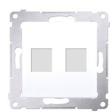 Прямая информационная розетка Kontakt Simon Simon 54 Premium DKP2.01/11 под 2xRJ45 Keystone с суппортом (белый)