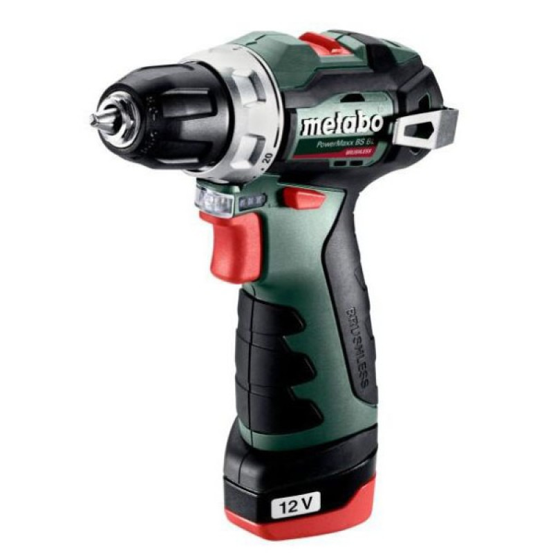 Аккумуляторная безударная дрель-шуруповерт Metabo PowerMaxx BS BL 12В 2x2,0Аг 0-400/0-1500об/мин 10/35мм (601721500)