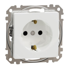 Розетка Schneider Electric Sedna Design & Elements с заземлением и шторками белая SDD111022