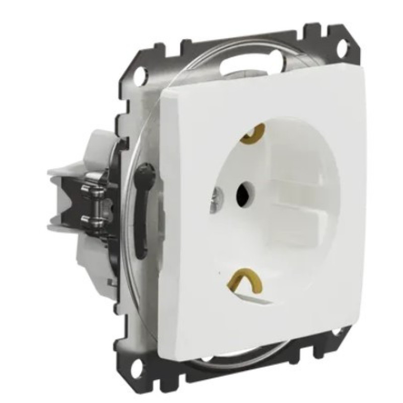 Розетка Schneider Electric Sedna Design & Elements с заземлением и шторками белая SDD111022