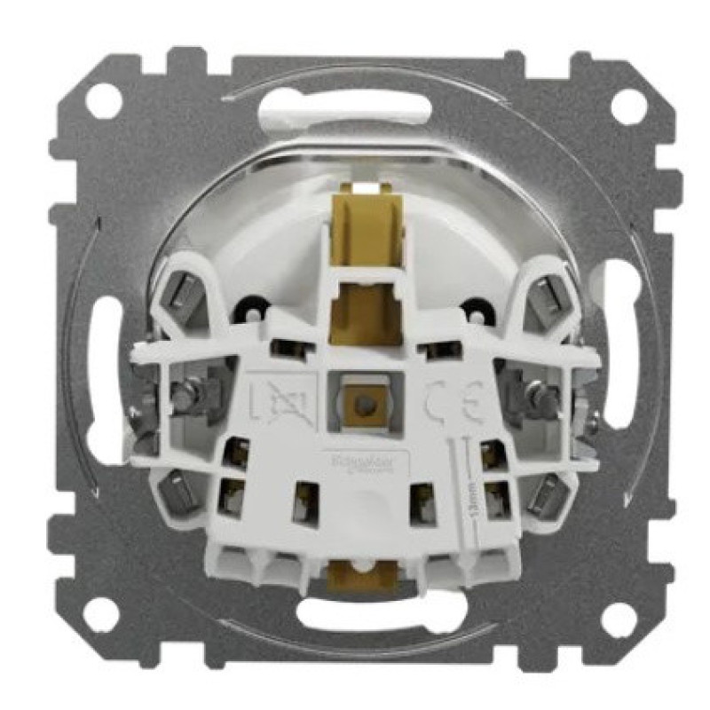 Розетка Schneider Electric Sedna Design & Elements с заземлением и шторками белая SDD111022
