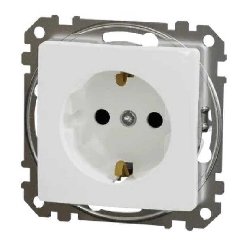 Розетка Schneider Electric Sedna Design & Elements с заземлением и шторками белая SDD111022