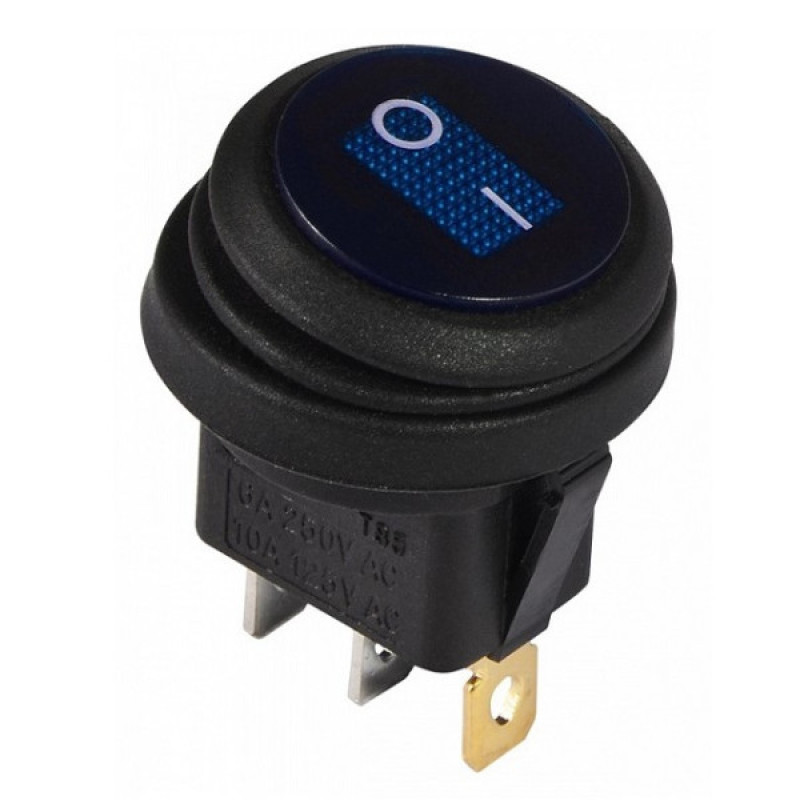Переключатель TNSy KCD1-5-101WN BL/B круглый с подсветкой IP65 синий (TNSy5500722)