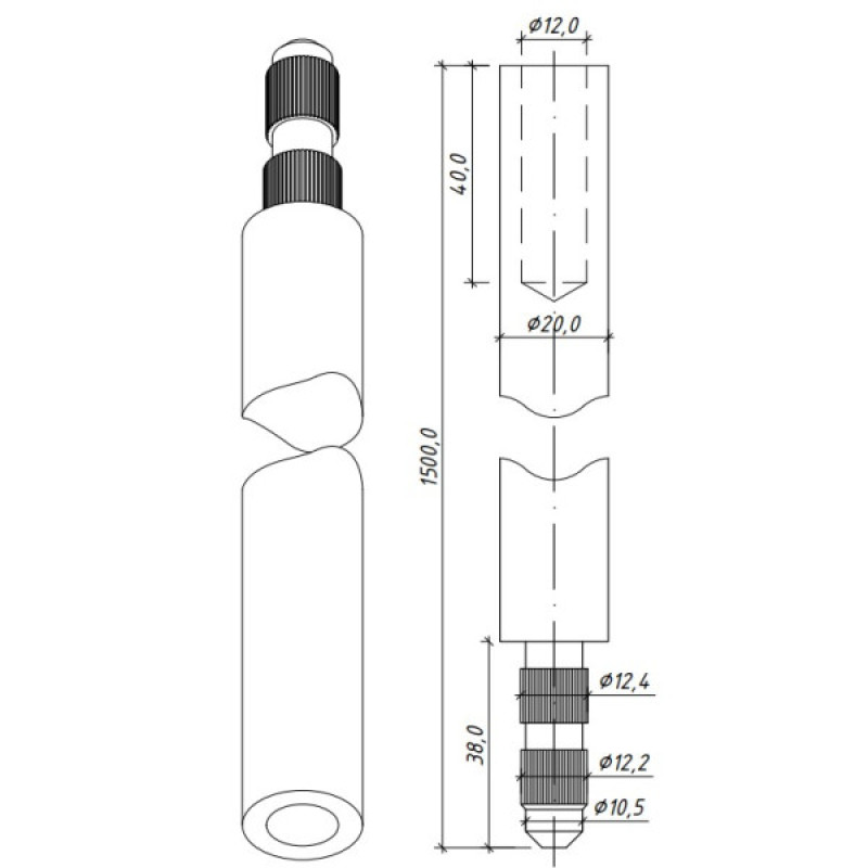Стержень Leo Lightman Ø20мм 1,5м StZn (120011)