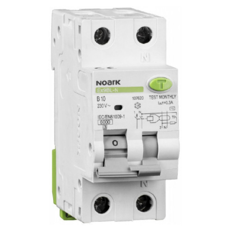 Дифавтомат NOARK Ex9BL-N 1P+N B32 6кА B 32А 30мА AC (107625)