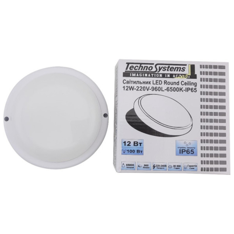 Светильник TNSy LED Round Ceiling 12W-220V-960L-6500K-IP65 (TNSy5000509)