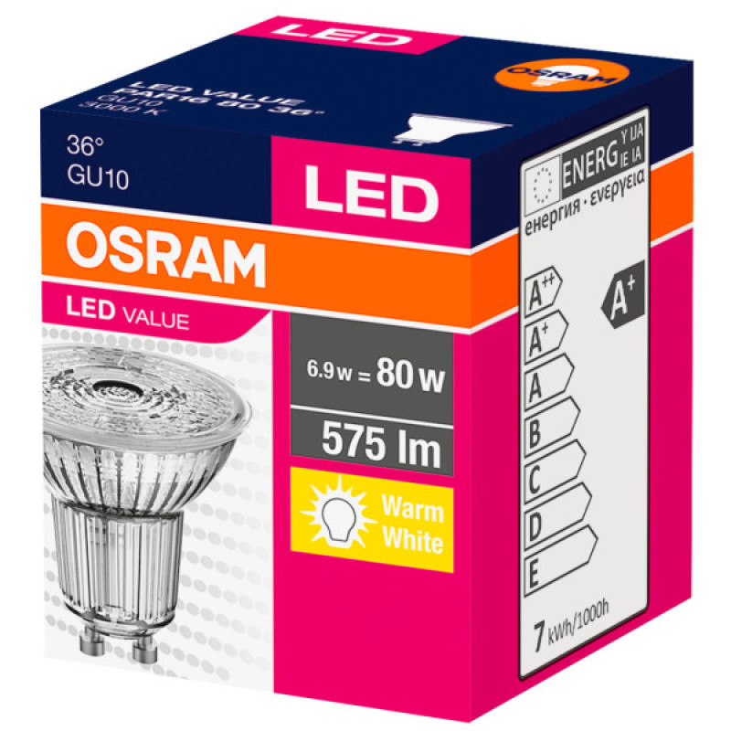Светодиодная лампа Osram 4058075096646 LED Value PAR16 GU10 6,9Вт 3000К 230В