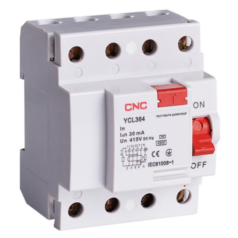 ПЗВ CNC YCL364-63 63А 3P+N 4,5кА 30мА (Б00029959)