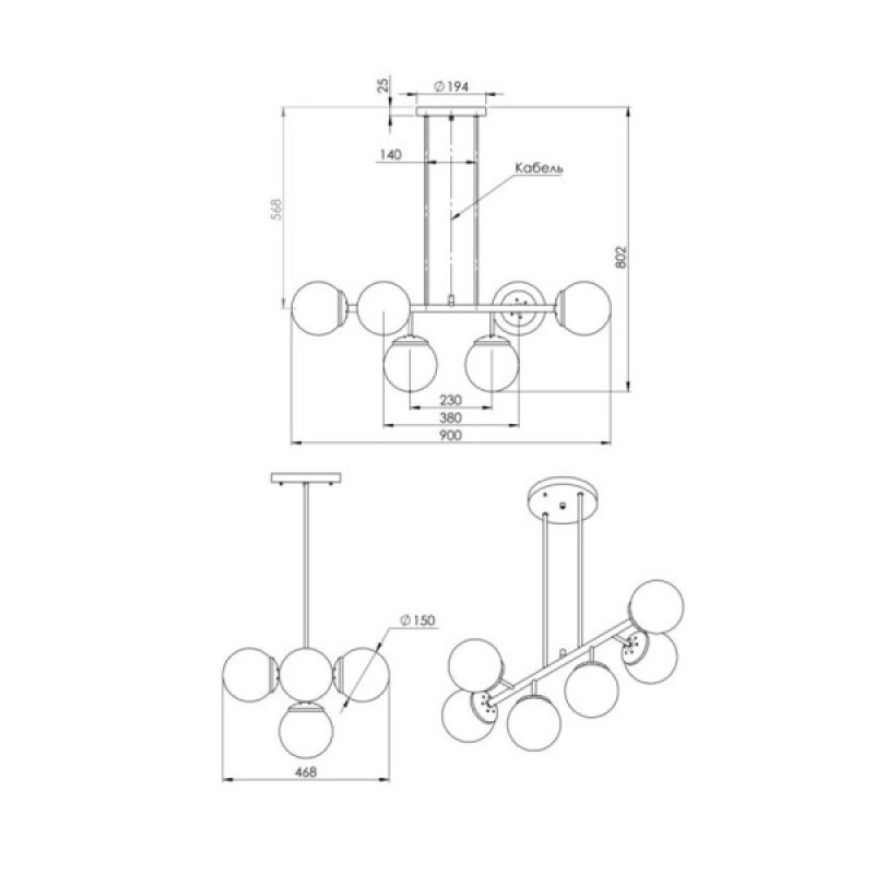 Люстра Pikart 34870-3 BB Small G9 6x15W IP20 черная
