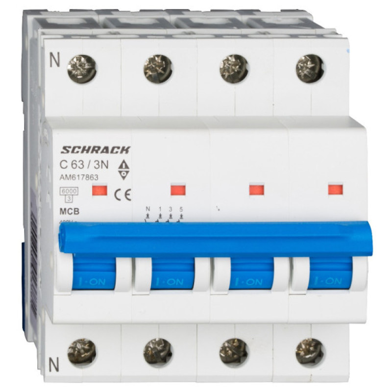 Автоматический выключатель Schrack AM617863 6кА 63А 3P+N х-ка C