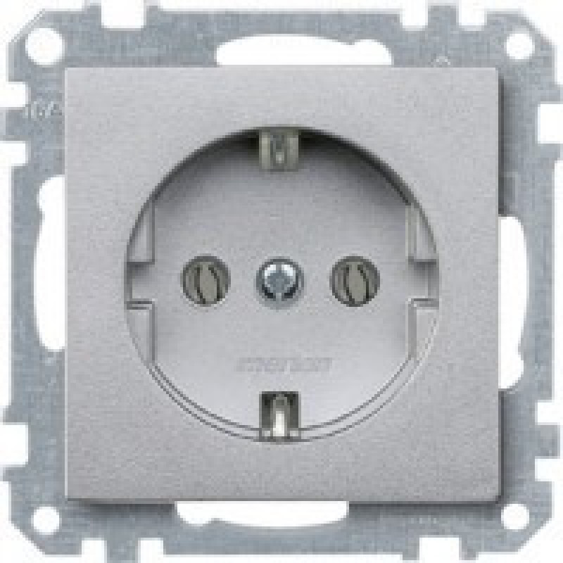 Механизм розетки SCHUKO с центр.платой алюминий 16А Merten, MTN2301-0460