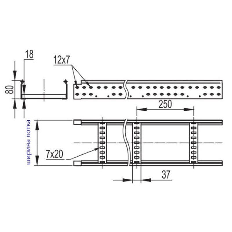 Лестничный оцинкованный лоток DKC LL8060 80х600х3000мм