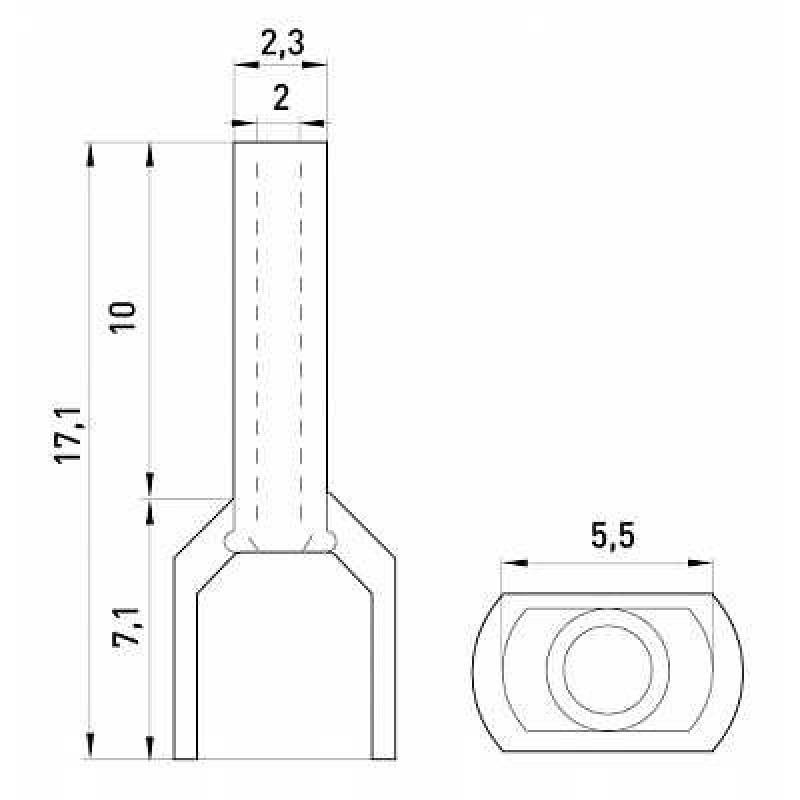 Изолированный наконечник E.Next e.terminal.stand.te.2.1.red 2x1 кв.мм красный (s4037004)