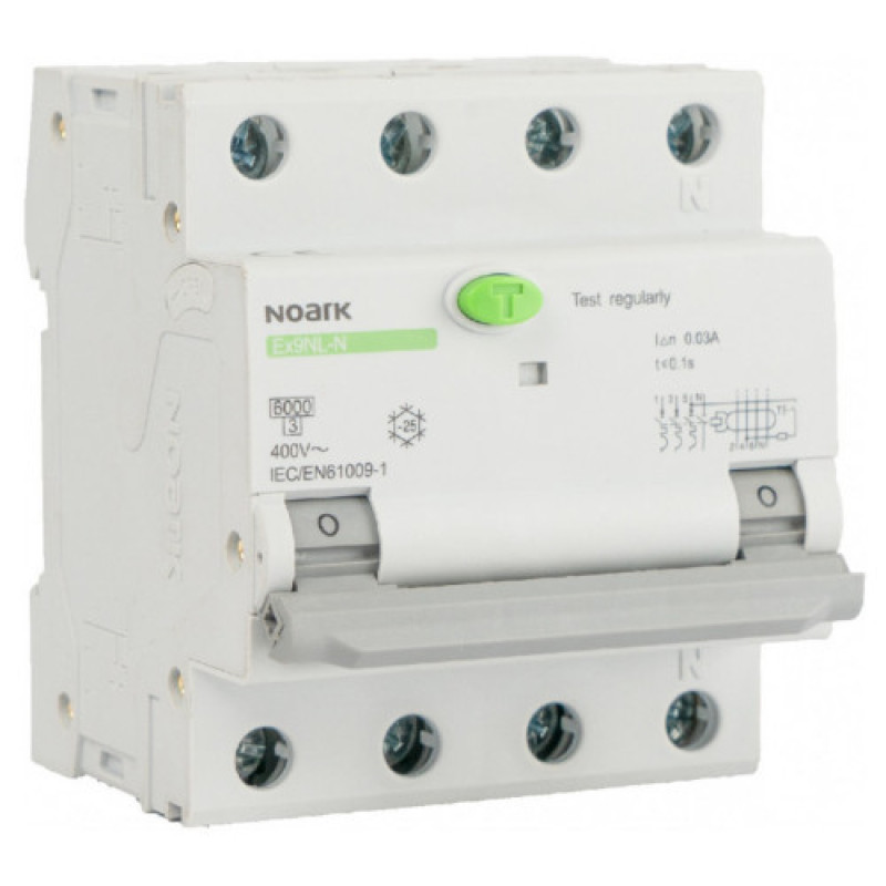 Дифавтомат NOARK Ex9NL-N 3P+N C10 EU 6кА C 10А 30мА AC (111512)