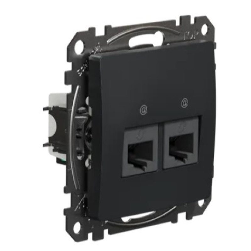 Двойная компьютерная розетка Schneider Electric Sedna Design & Elements RJ45 кат. 5е UTP черная SDD114452