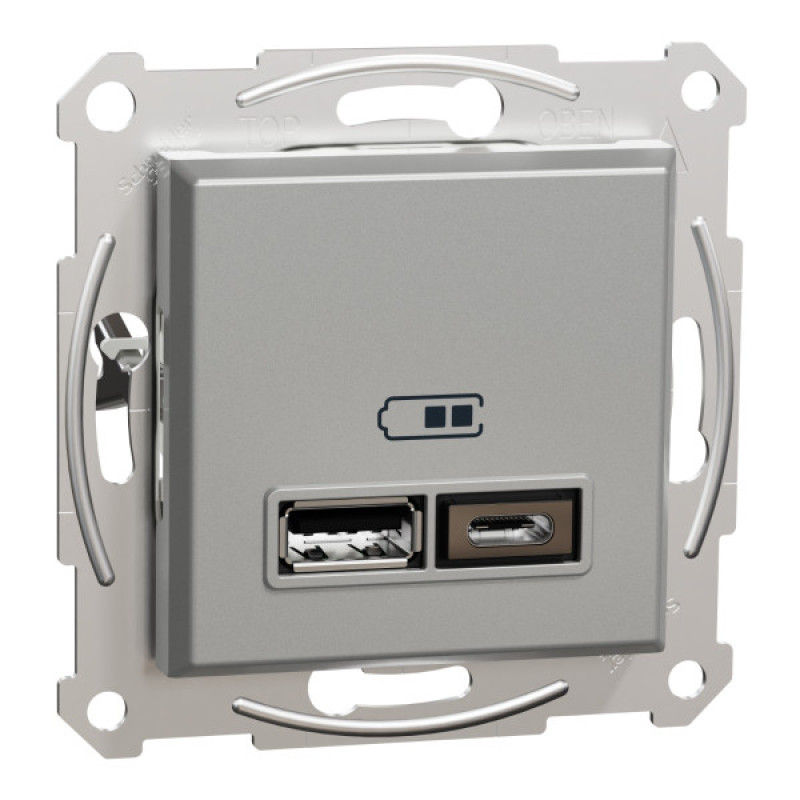 USB розетка Schneider Electric Asfora EPH2700361 USB/Type-C 2,4А алюміній