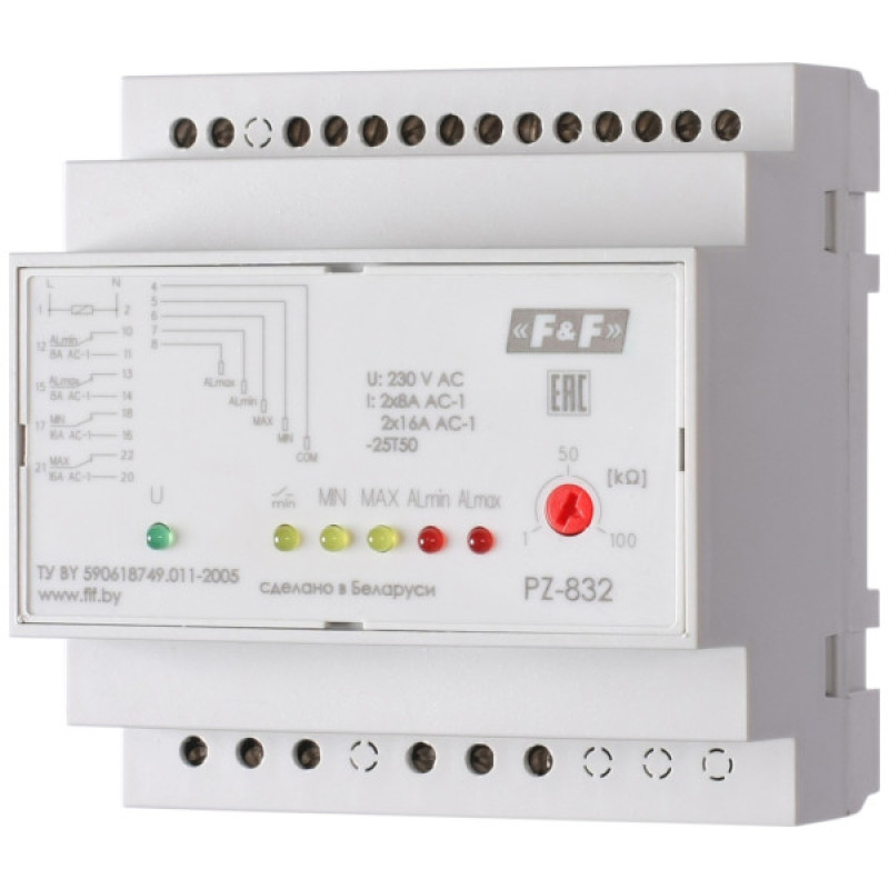 Реле уровня жидкости F&F PZ-832RCB 230В 16А
