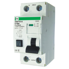 Диференційний автомат Promfactor FAP10-A C 16А/0,03A 2P (1P+N) 10кА (FAP10C16030A)