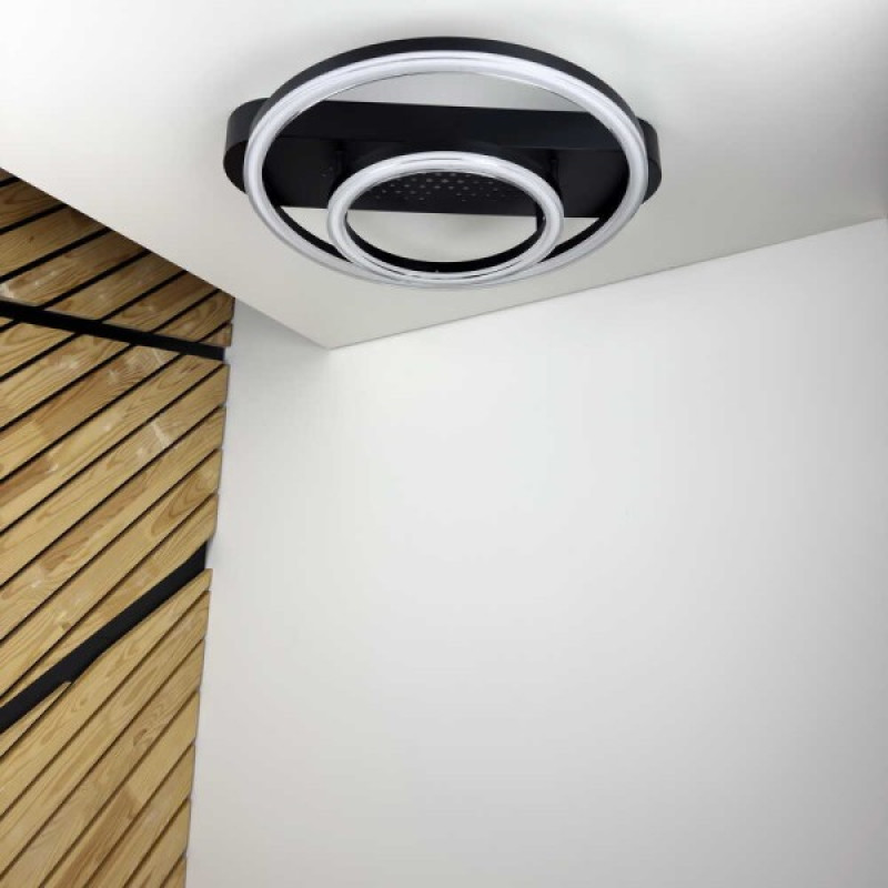 Светильник LED smart KENZO-R+пульт 85W 3000-5000K IP20 круг черный Violux ( 220665 )