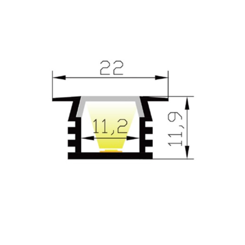 LED-профіль врізний ALUMLED з розсіювачем, 3 метра (LP22121_3)